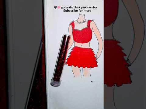 🖤🩷gusse the blackpink member 🖤🩷 blink subscribe kre or next dress ke comment kre #glitter #gliterart