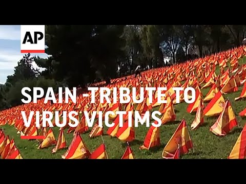 Thousands of Spain flags pay tribute to virus victims