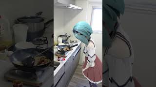 vtuber cooks fried rice in real #vtuber #cooking #hayate #3dmodeling