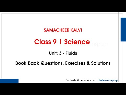 Fluids Book Back Answers | Unit 3  | Class 9 | Physics | Science | Samacheer Kalvi | TNPSC