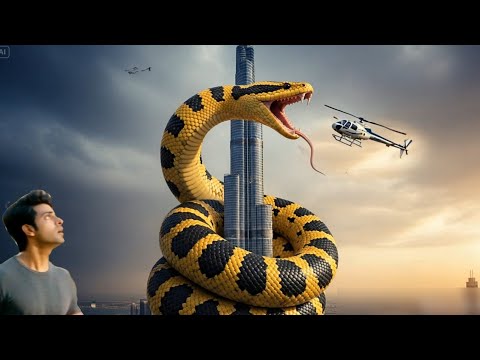 Giant anaconda at a building like Burj-Khalifa || snake video || N K films
