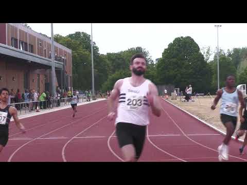 100m race 1 BMC and Cambridge Harriers Meeting at Eltham 20th July 2022