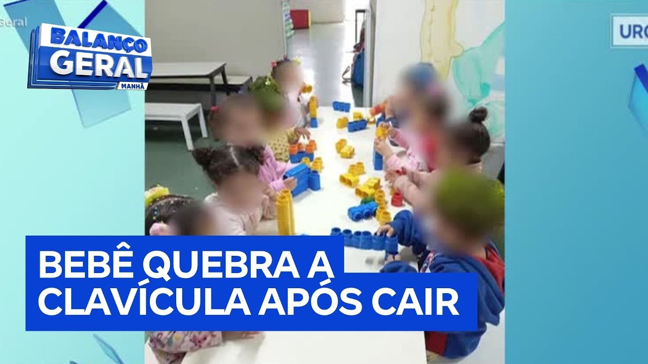 Bebê de 1 ano quebra a clavícula após cair de banco inadequado em creche  TV Online Bebê de 1 ano quebra a clavícula após cair de banco inadequado em creche