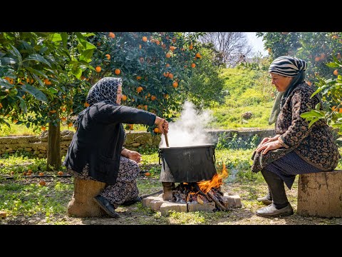 Making Traditional Turkish Wedding Soup, Outdoor Cooking