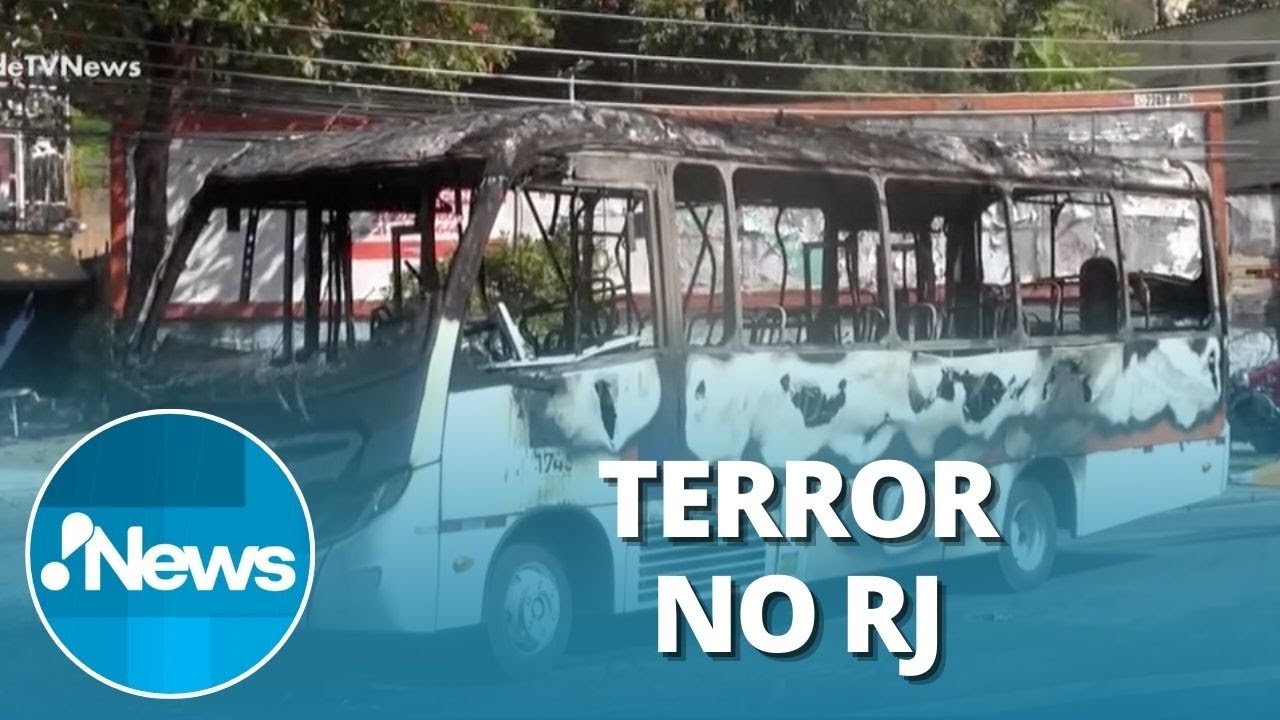 Terror na Ilha do Governador Traficantes tomam 12 ônibus e fecham vias