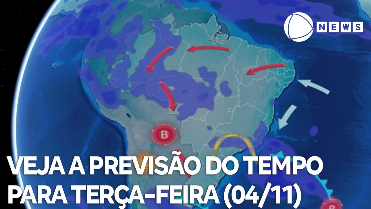 Veja a previsão do tempo para terçafeira 0411  TV Online Veja a previsão do tempo para terça feira 0411
