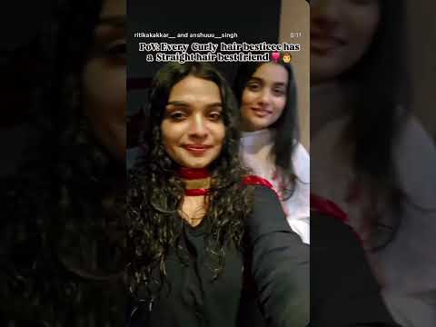 Curly Hair v/s straight hair 😍 #shortsvideo #shorts #outfit #youtube #friendship #new #youtuber