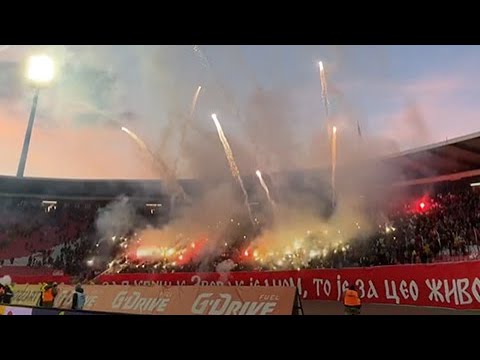 Delije - PYROSHOW u 78. minutu povodom rodjendana | Crvena zvezda - Novi Pazar 5:1