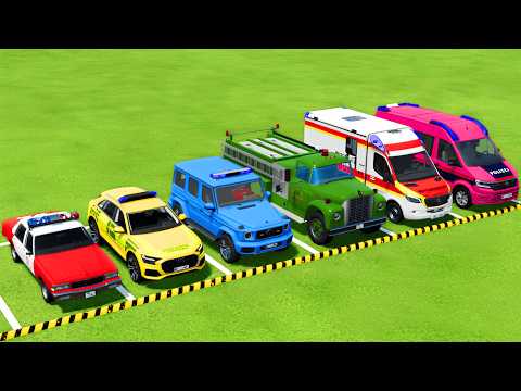 POLICE CARS, FIRE DEPARTMENT, AMBULANCE VEHICLES TRANSPORTING WITH MAN TRUCKS ! Farming Simulator 22