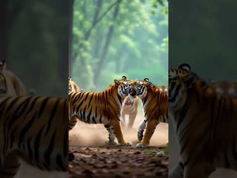 Wild Tiger fighting aggressively #wildlife #shorts #shortsfeed
