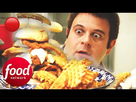 🔴  Adam Struggles To Beat This 5 LB Sandwich Filled With All Kinds Of BBQ Meats | Man v Food