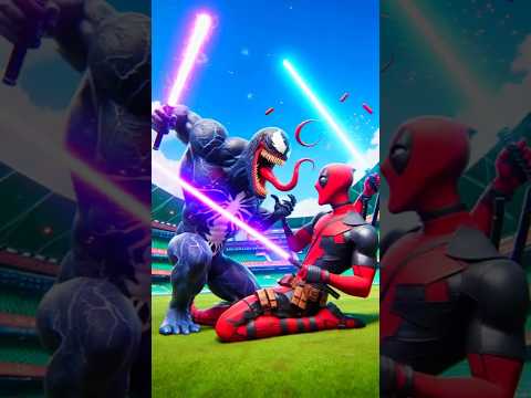 Spider-Man vs venom vs Deadpool! lightsaber compitition!!!