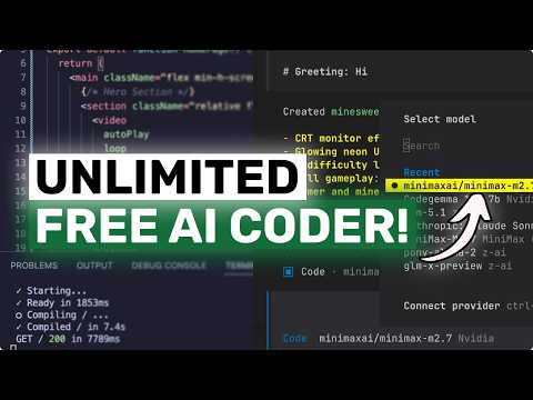 UNLIMITED FREE MiniMax M2.7 + Hermes,OpenCode,Claude Code: This is THE BEST UNLIMITED FREE AI Coder!