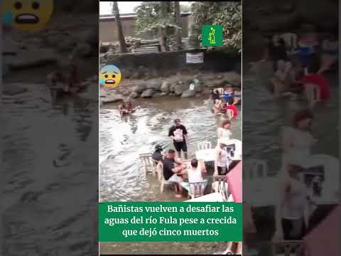Bañistas vuelven a desafiar las aguas del río Fula pese a crecida que dejó cinco muertos
