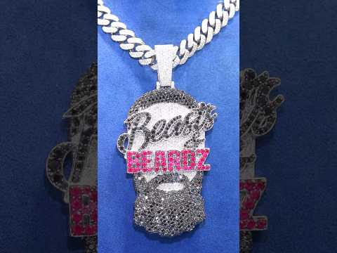 Custom Beasts & Beardz Pendant iced out with black diamonds, VS white diamonds, and red rubies 💎🔥
