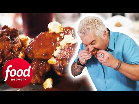 Guy Tries SAUCY Smoked Chicken Wings That Fall Off The Bone | Diners Drive-Ins & Dives