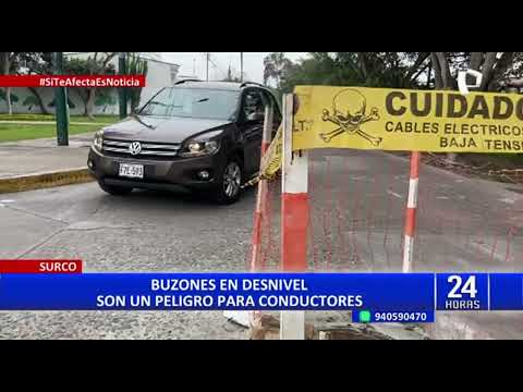 Surco: buzones a desnivel son un peligro para conductores del distrito