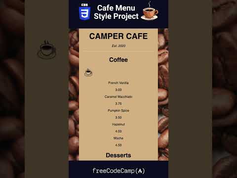 Cafe Menu in HTML & CSS
