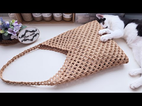 그리드 리브 여름휴가 빅백뜨기(Crochet grid leave bag)