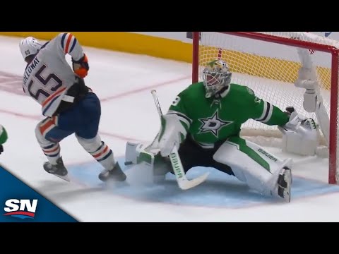 Stars Jake Oettinger Makes Ridiculous Pad Save To Keep Game 1 Tied Late