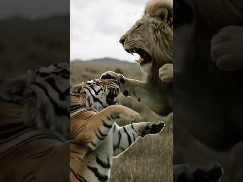 TIGER VS LION FIGHT 😠😤#shortvideo #youtubeshorts #aivideo #caryminati #mrbeast #totalgaming #viral