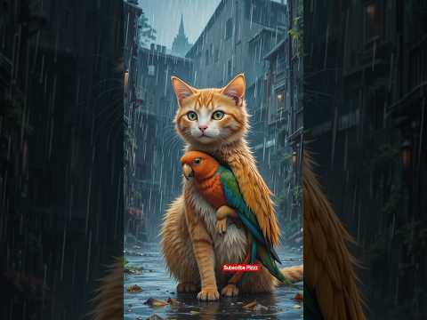 Cute Cat Helping Parrot ❤️🥰 #cats #catvideos #catlovers #meow #catshorts #shorts #virals