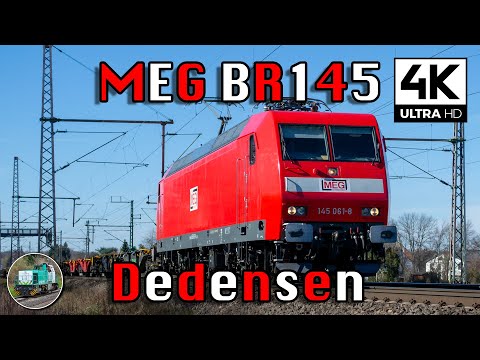 [4K] MEG 145 061 with empty containers passes Dedensen/Gümmer!