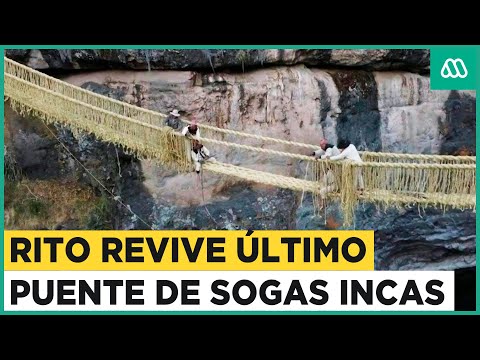 El ancestral ritual de indígenas peruanos en puente de sogas incas