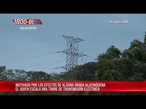 León: Acróbata amateur escala torre eléctrica bajo efectos de sustancias – Nicaragua