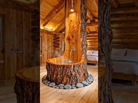 Absolutely in love with this tree trunk bathtub! 😱👏 #interiordesign #homedesign #rustic