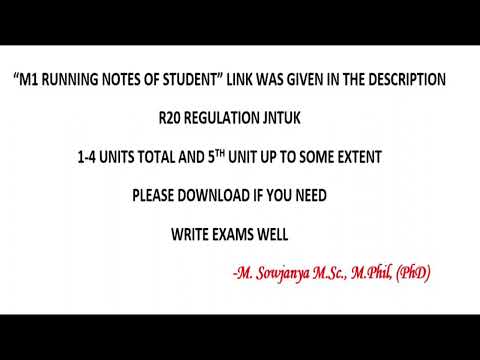 M1 RUNNING NOTES OF STUDENT (R20 REGULATION, JNTUK)