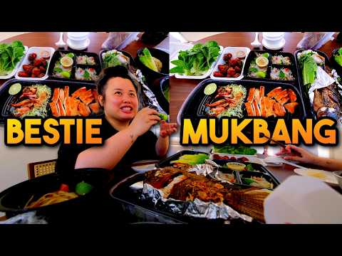 Raw Shrimp + Whole Fried Fish + Lao Papaya Salad + Pork Ribs + Octopus Mukbang 먹방 Eating Show!!!