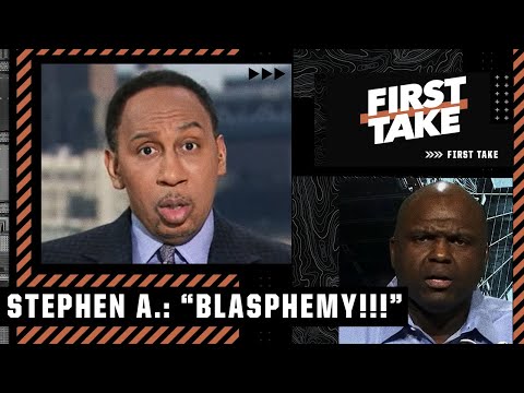 'BLASPHEMY'  Stephen A.'s reaction to Booger comparing the Rams to KD's Warriors | First Take video clip