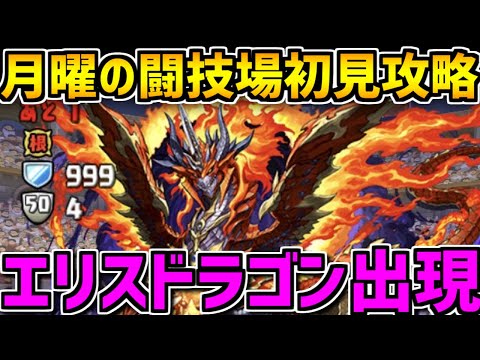 エリスドラゴンが遂にキタ！月曜の闘技場初見攻略！経験値は？【パズドラ】