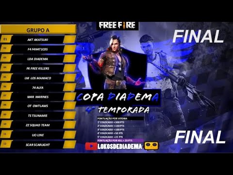 AO VIVO CAMPEONATO DE FREE FIRE  4 TEMPORADA FINAL COPA DIADEMA