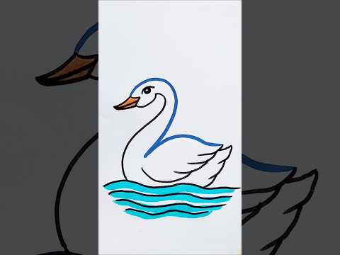 How to drawing swan step by step using 2 #drawing #shorts #easy #swan