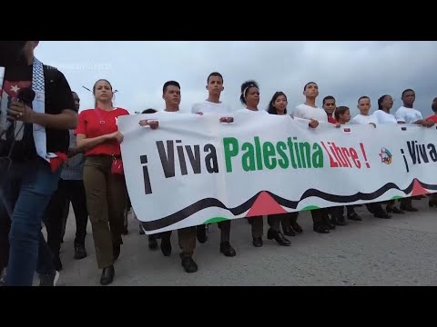 Thousands march in Cuba in solidarity with Palestinians and demand peace