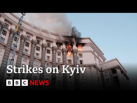 Ukraine's main government building in Kyiv hit for first time, PM says | BBC News
