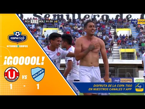 90+1' ¡Gol de FC Universitario! Rodrigo Andrés Llano y un zurdazo para romper el arco de Bolívar