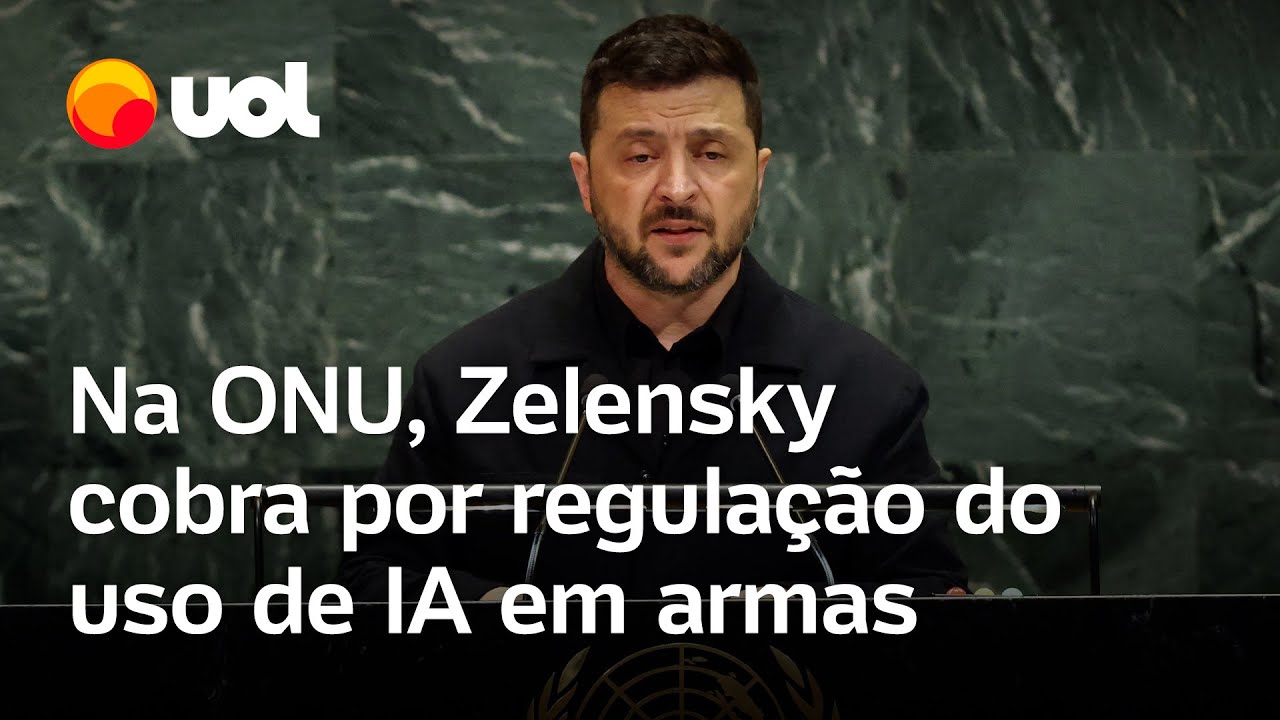 Na ONU Zelensky não pede paz mas sim mais armas Sem elas segurança não é garantida