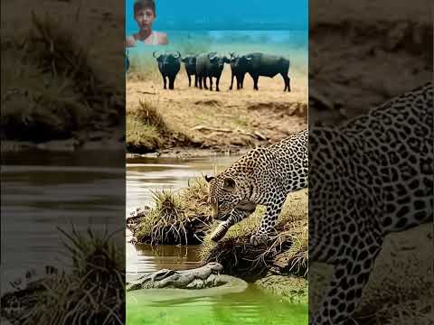 Gray Crocodile And Leopards #bigcats