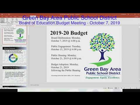 GBAPSD Board of Education Budget Meeting: October 7, 2019