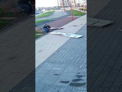 Terrifying Moment Huge Metal Panel Plummets From Ninth Floor, Nearly Hits Women #shorts
