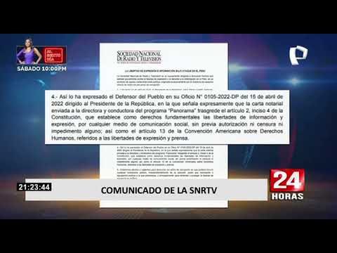 SNRTV denuncia ataques contra la prensa tras carta notarial enviada por Castillo a Panorama