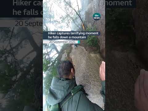Yang Meng captured the moment on his 360-degree camera and he was not badly injured #itvnews #hiking