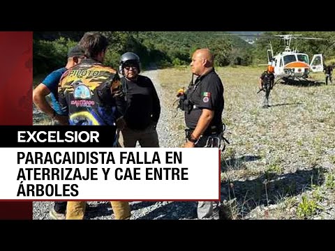 Nuevo León: Cae un paracaidista entre árboles y lo rescatan en helicóptero