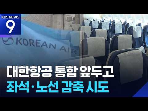 정식 합병 석달 앞둔 대한항공 “<strong>좌석</strong> 90% 유지 한시적 면제해달라” [9시 뉴스] / KBS 2026.09.10.