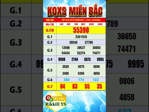Xổ số miền <strong>bắc</strong> hôm nay thứ 2 ngày 19/10/2026 - XS Miền <strong>Bắc</strong> - XSMB - KQXSMB