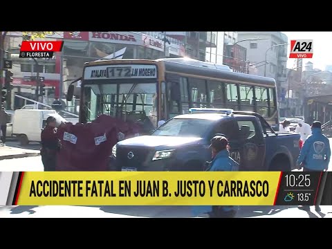 Accidente fatal en Juan B. Justo y Carrasco: una mujer fue atropellada por un colectivo