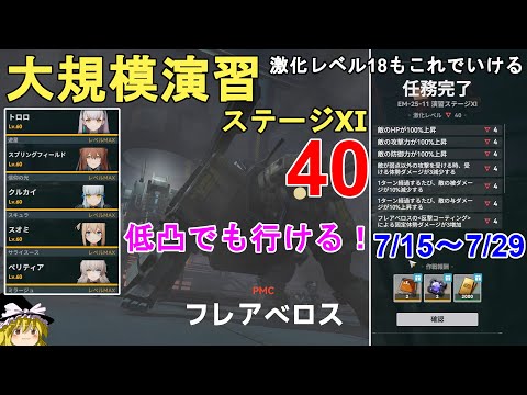 【ドルフロ2】大規模演習ステージ11 フレアべロス 激化レベル40攻略法解説！18も同じ方法でいけます。GIRLS' FRONTLINE 2 EXILIUM【少女前線2/ドールズフロントライン2】